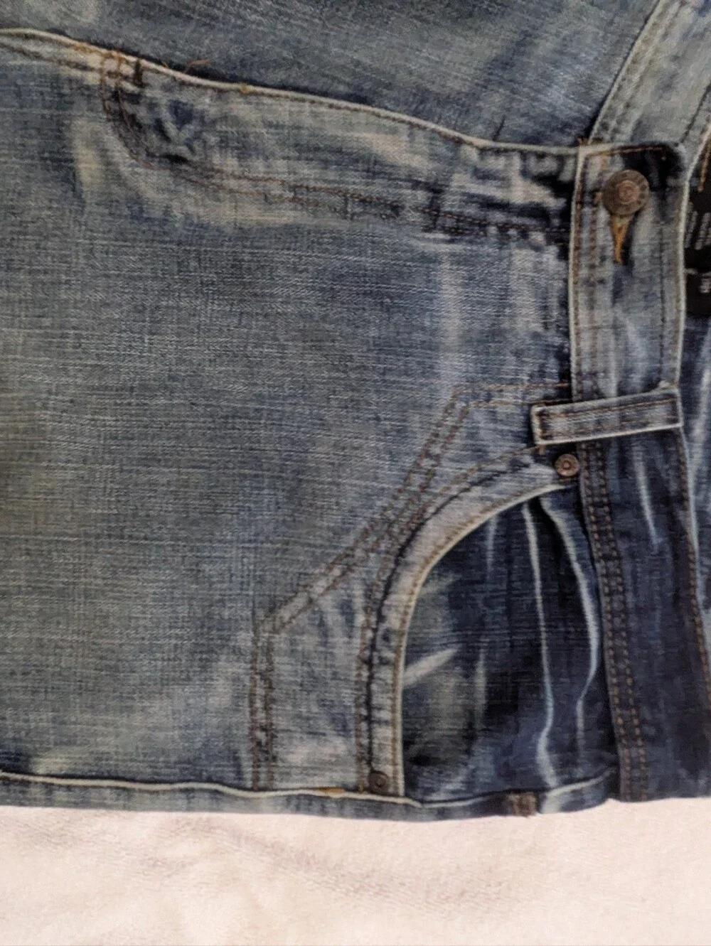 DTEK JEANS Men's Baggy Denim Jorts Size 38 Dark Blue Wash Distressed Gothi